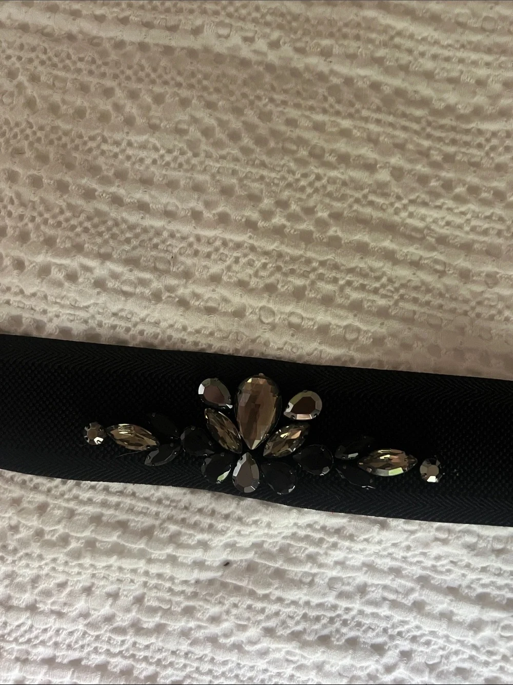 LOFT Black Stretch Waist Belt with Jewel Accents